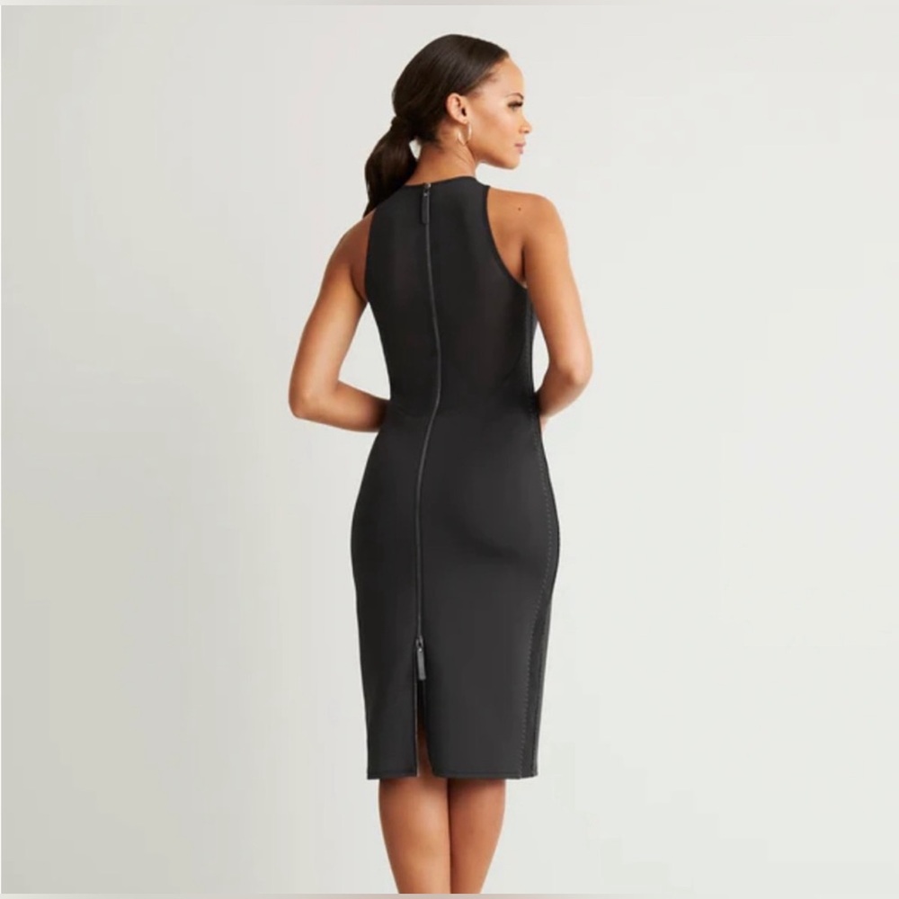 NWT GSTQ Zip Back Scuba Dress With Mesh Insets and Side Panels, Black, Size M